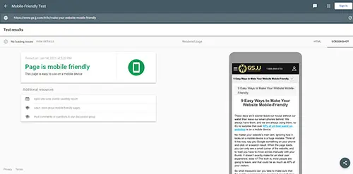 mobile frriendly test