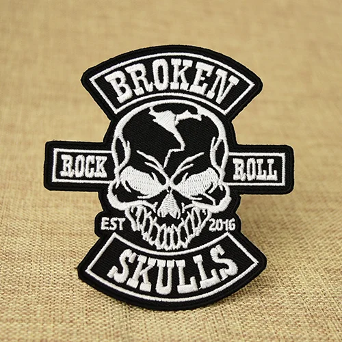 Rock Roll Skull Custom Patches