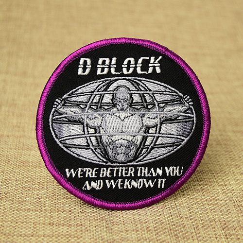D Block Embroidered Patches