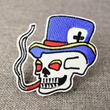Smoking Skull Embroidered Patches