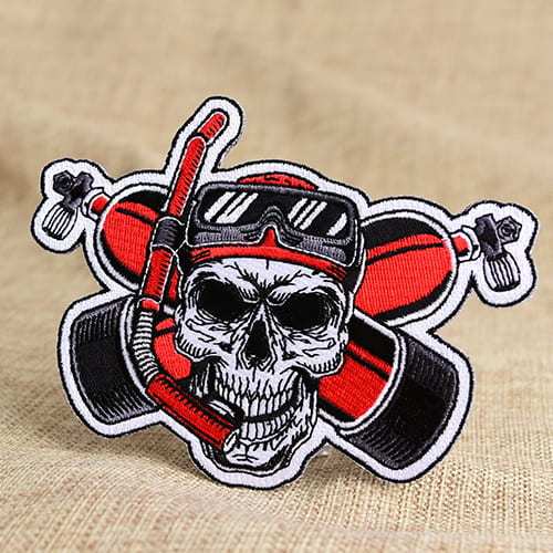 Diving Skull Embroidered Patches