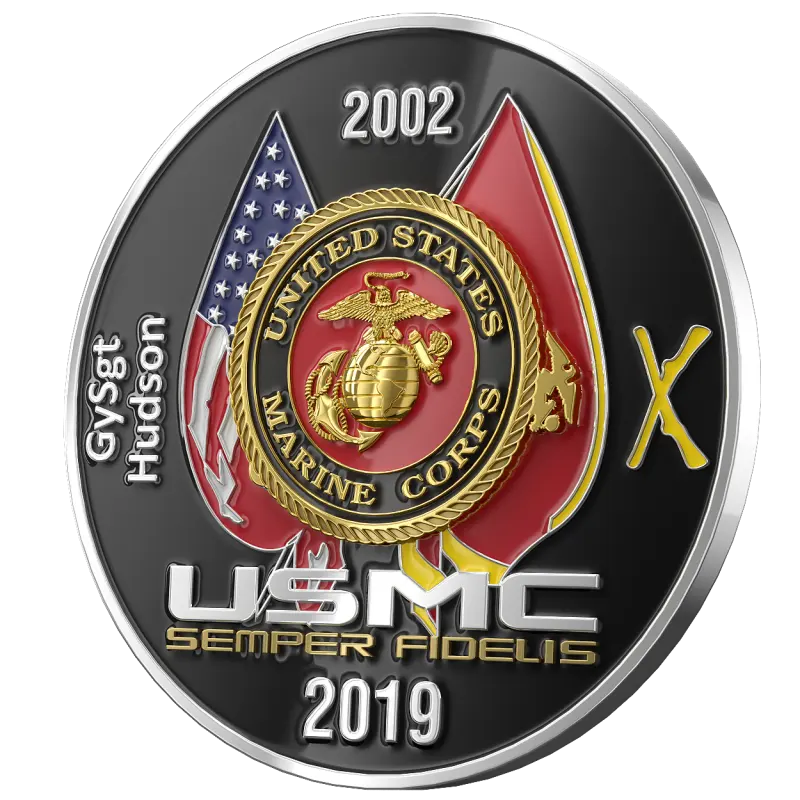 3-D real-effect of USMC challenge coins