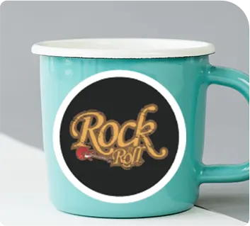 Custom round stickers on Cup