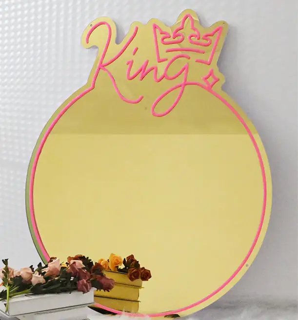 gold mirrored neon sign