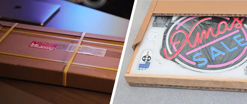 Sturdy packaging of custom mirror neon signs