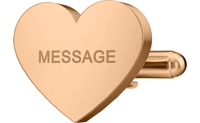 rose gold romantic heart shaped wedding cufflinks