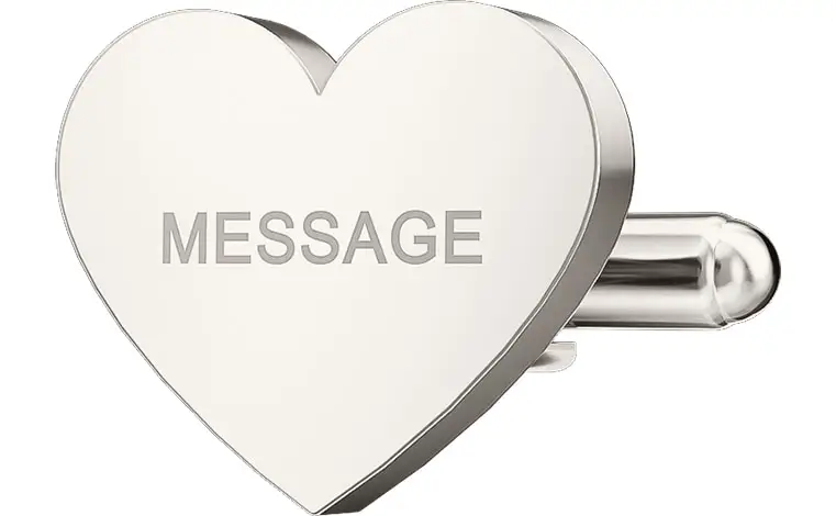 silver romantic heart shaped wedding cufflinks