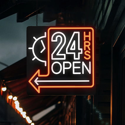 24 open oudoor neon signs