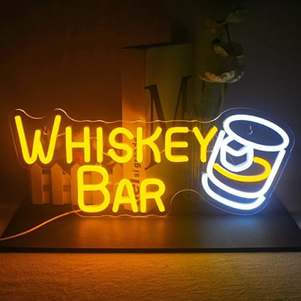 whiskey bar neon sign