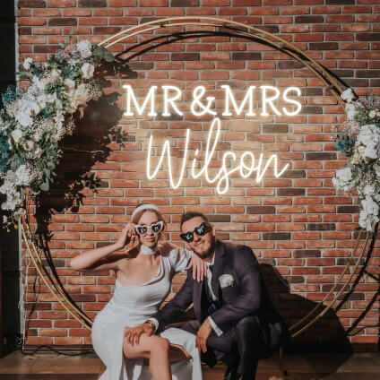 wilson wedding neon sign