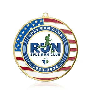 2-5 inches Flag Round Running Medal