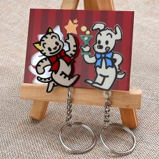 Cat & Dog Couple Acrylic Keychains