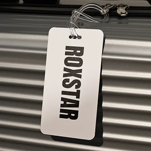 ROXSTAR Rectangular Plastic Luggage Tag with Clear Strap