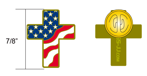 Cross American flag lapel pin
