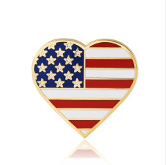 American flag lapel pin Heart Shaped