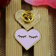Soft Enamel Lapel Pins for Pink Heart Shape