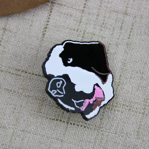 Soft Enamel Pins for Black and White Dog
