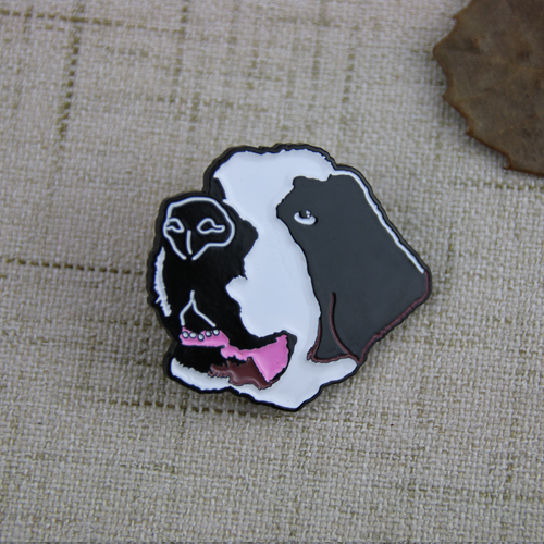 Soft Enamel Pins for Black and White Dog