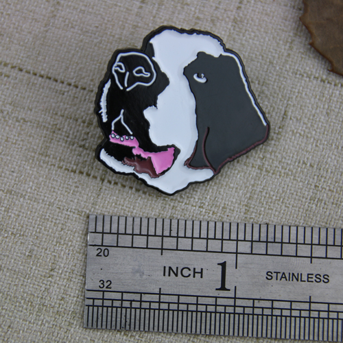 Soft Enamel Pins for Black and White Dog