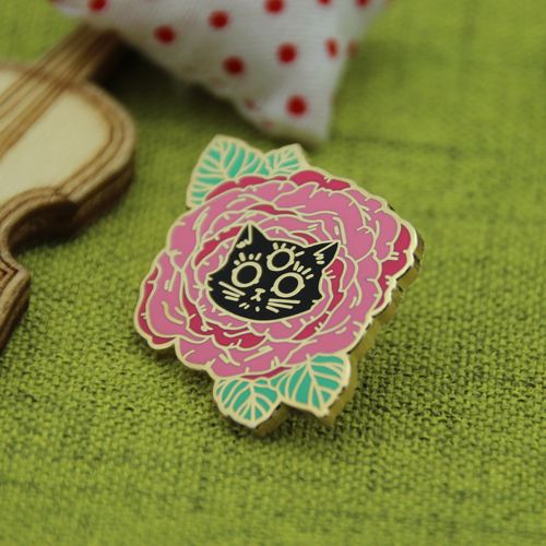 Rose and Cat Lapel Pins