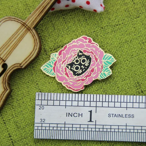 Rose and Cat Lapel Pins