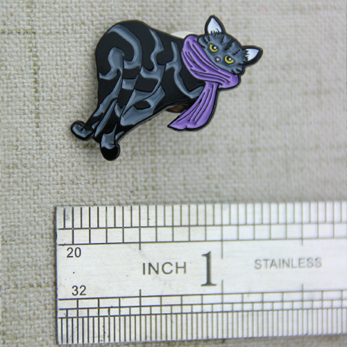 Lapel Pins for Cat Wearing Purple Scarf