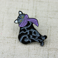 Lapel Pins for Cat Wearing Purple Scarf
