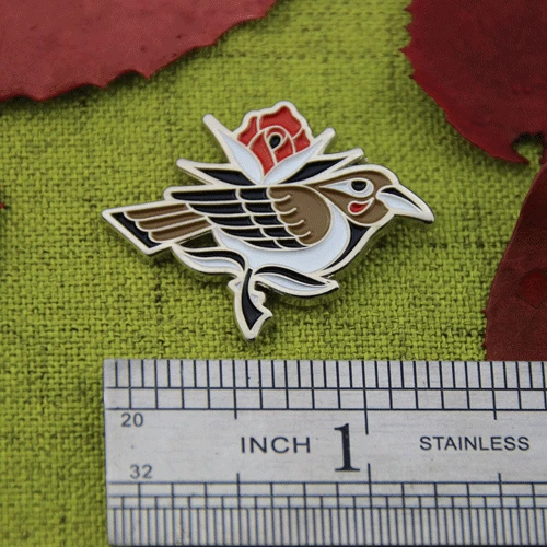 Bird and Rose Lapel Pins