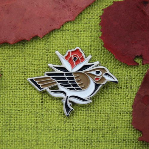 Bird and Rose Lapel Pins