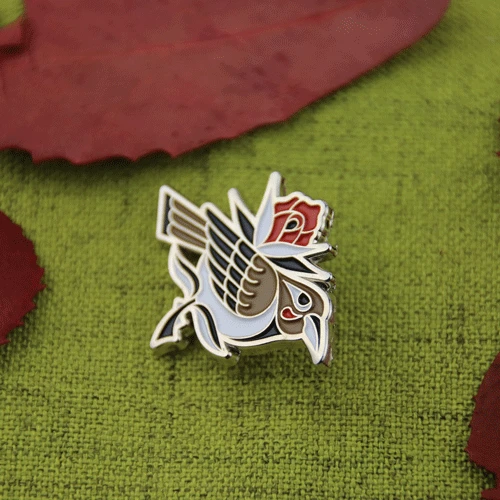 Bird and Rose Lapel Pins