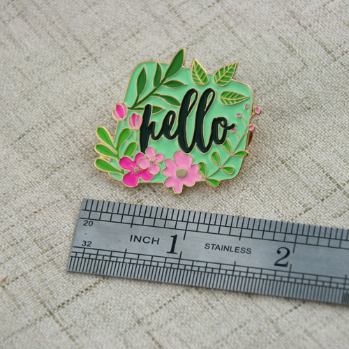Hello and Flower Lapel Pins