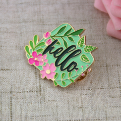 Hello and Flower Lapel Pins