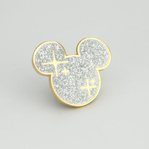 Glitter Disney Mickey Mouse Head Lapel Pins