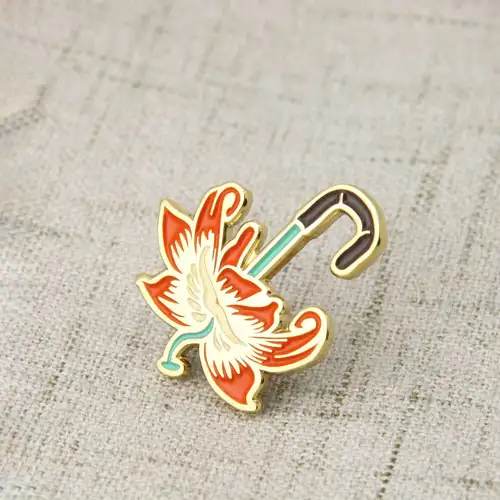 Flowers with Umbrella Lapel Pins