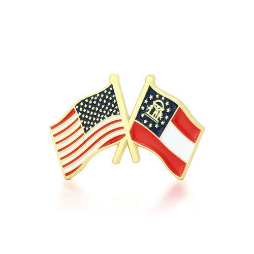 Georgia and USA Crossed Flag Pins