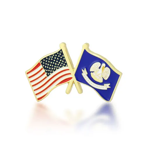 Louisiana and USA Crossed Flag Pins Louisiana and USA Crossed Flag Pins