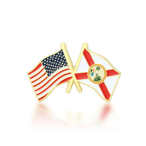 Florida and USA Crossed Flag Pins