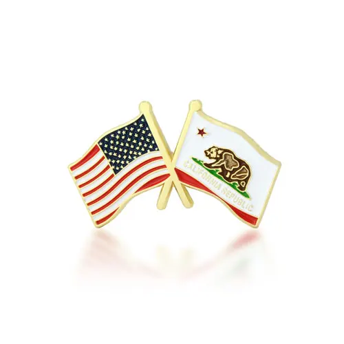 California and USA Crossed Flag Pins California and USA Crossed Flag Pins