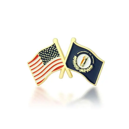 Kentucky and USA Crossed Flag Pins Kentucky and USA Crossed Flag Pins