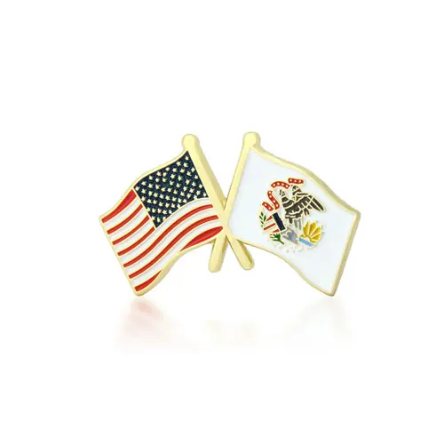 Illinois and USA Crossed Flag Pins Illinois and USA Crossed Flag Pins