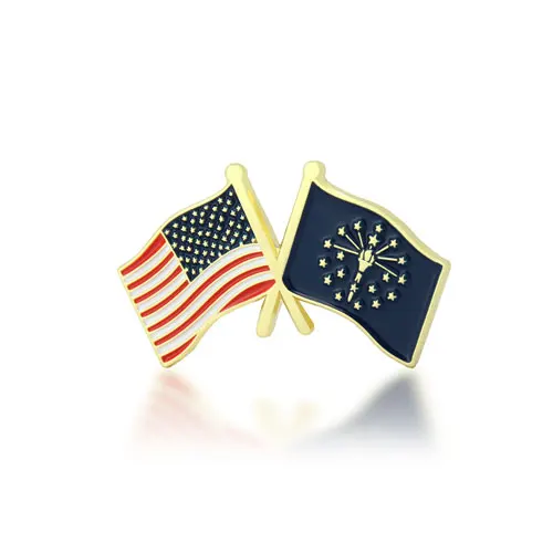 Indiana and USA Crossed Flag Pins Indiana and USA Crossed Flag Pins