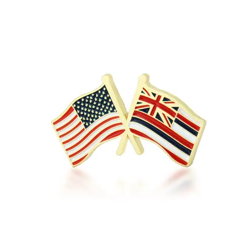 Hawaii and USA Crossed Flag Pins Hawaii and USA Crossed Flag Pins