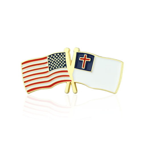 USA and Christian Crossed Flag Pins