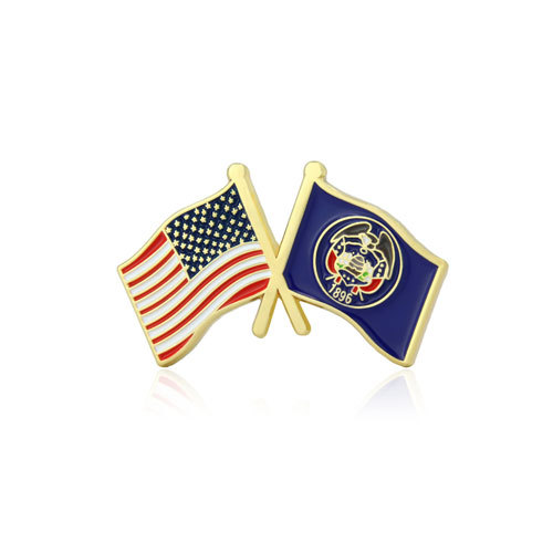 Utah and USA Crossed Flag Pins
