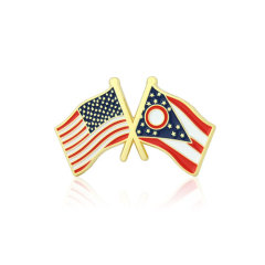 Ohio and USA Crossed Flag Pins