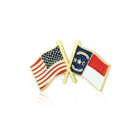 North Carolina and USA Crossed Flag Pins