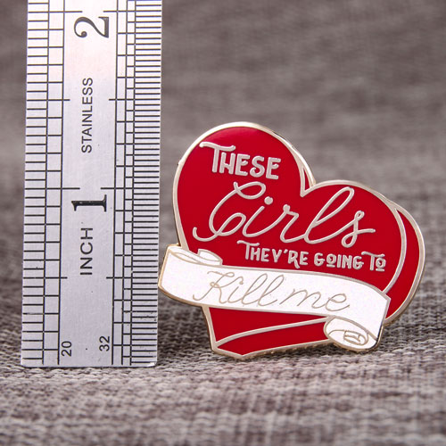 Red Heart Peach Lapel Pins