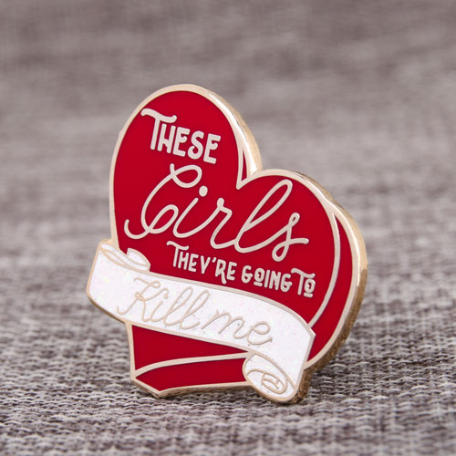 Red Heart Peach Lapel Pins