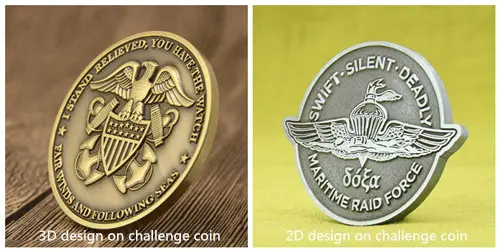 3D VS 2D Challenge Coins