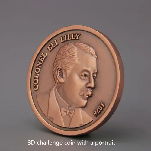3D Challege coin with a portrait